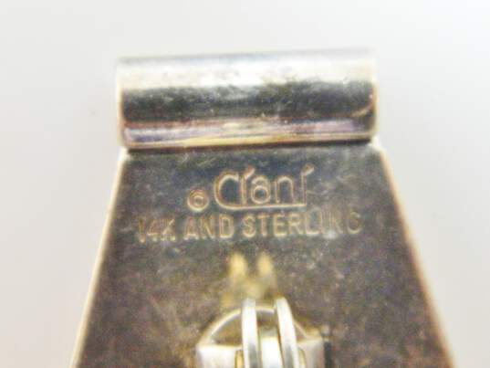Artisan Ciani Hammered 925 & 14K Yellow Gold Clip-On Earrings 11.3g image number 5