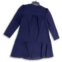 NWT Womens Blue Crew Neck Long Sleeve 1/4 Zip Short A-Line Dress Size 8P alternative image