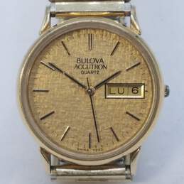 Bulova Accutron 7223 Swiss 33mm Gold Filled Quartz Gold Tone Date Watch 59.0g