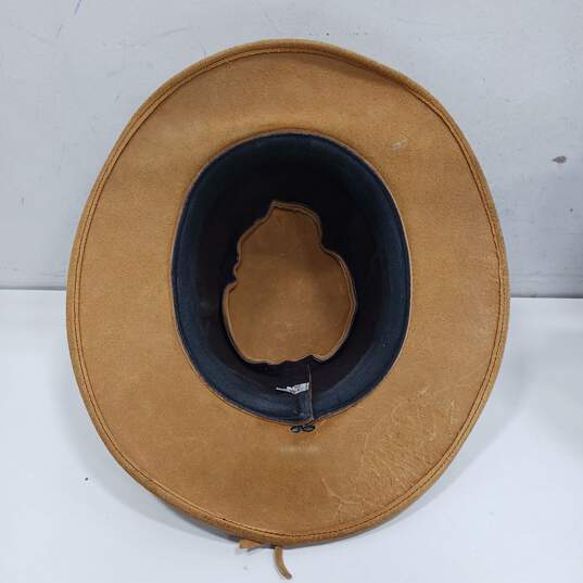Men's Genuine Leather Tan Hat Size M image number 5