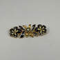 Designer Joan Rivers Gold-Tone Crystal Cut Stone Blue Flowers Brooch Pin image number 3