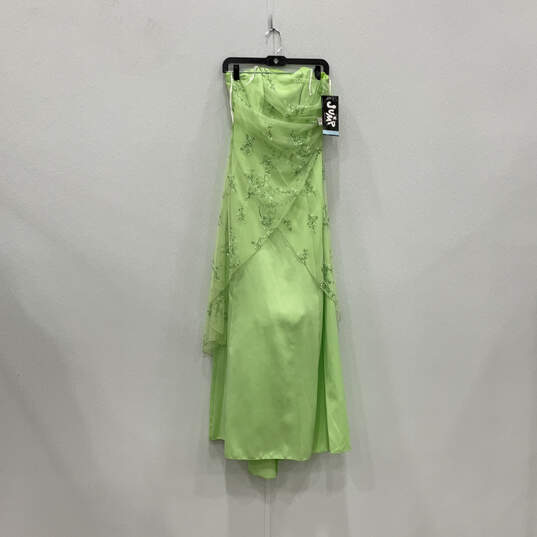 NWT Womens Green Glitter Strapless Back Zip Long Maxi Dress Size 5/6 image number 1