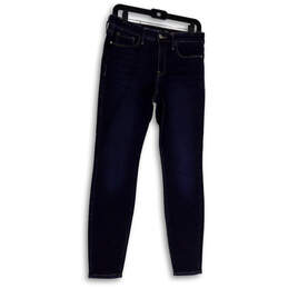 Womens Blue Denim Dark Wash Stretch Pockets Skinny Leg Jeans Size 8