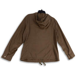Womens Brown Long Sleeve Pockets Hooded Full Zip Windbreaker Jacket Size XL alternative image