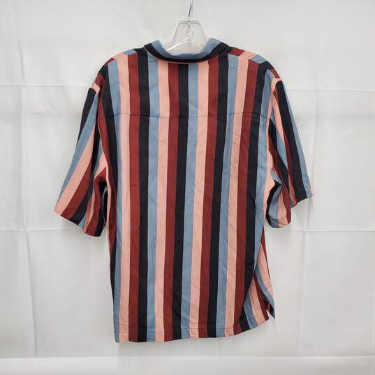 NWT Sandro Paris MN's Rayure Orange Stripe Short Sleeve Shirt Size SM image number 2