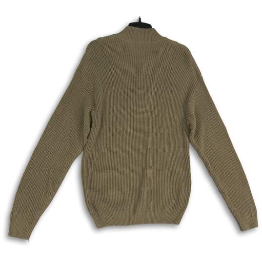 NWT Mens Brown Knitted Henley Neck Long Sleeve Pullover Sweater Large image number 2