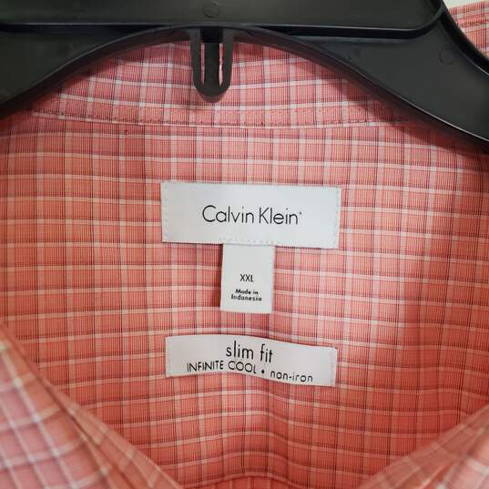 Calvin Klein Men Salmon Button Up Shirt XXL NWT image number 3