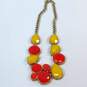 Designer J. Crew Gold-Tone Yellow Coral Link Chain Statement Necklace image number 2