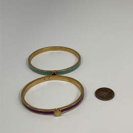 Designer Kate Spade Gold-Tone Purple Blue Thin Hinged Bangle Bracelet Set alternative image