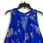 Womens Blue Pink Floral Sleeveless Asymmetrical Hem Mini Dress Size Medium image number 3