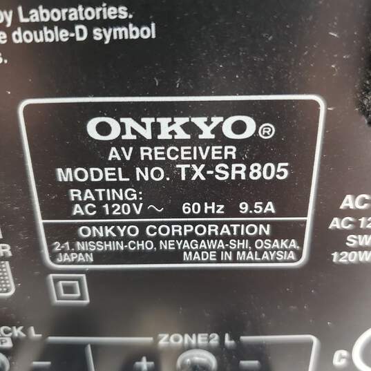 ONKYO AV Receiver TX-SR805 w/ Cords & Remote image number 6