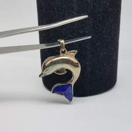 Lenox Sterling Silver Lapis Lazuli Friendly Dolphin Pendant 5.1g
