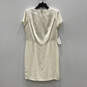 NWT Womens Ivory Short Sleeve Round Neck Back Zip Shift Dress Size 14 image number 2