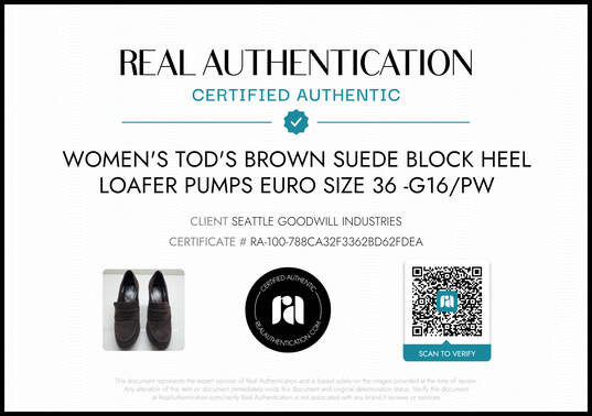Tod's Brown Suede Block Heel Loafers Women's Size 6 AUTHENTICATED image number 2