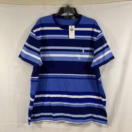 Women's Blue Striped POLO Ralph Lauren Pocket T-Shirt, Sz. XL