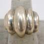 Taxco & Mexican Modernist 925 Sterling Silver Ridged & Opalescent Glass Rings 24.3g image number 4