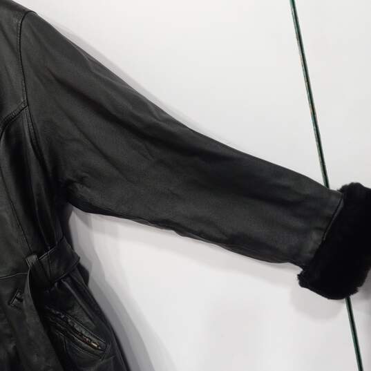 Wilsons Black Leather Belted Jacket Men's Size M image number 3