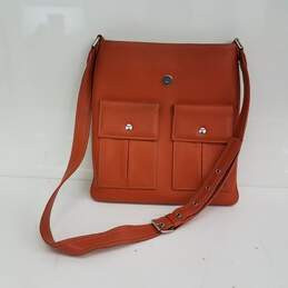 Renouard Pebbled Orange Leather Crossbody Bag
