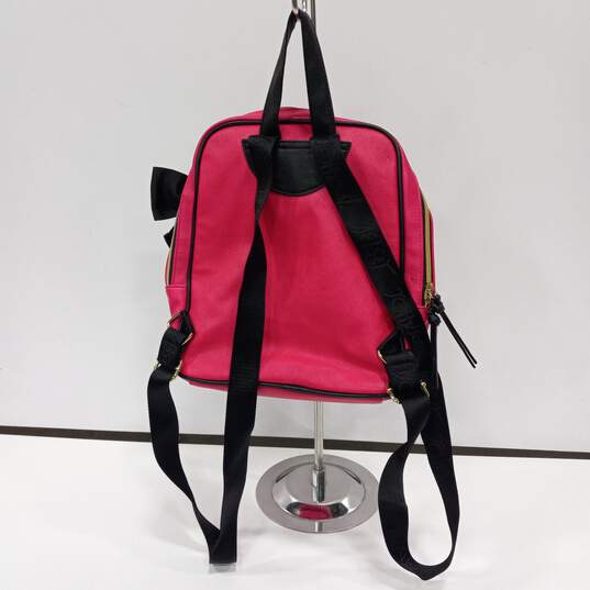 Women's Betsey Johnson Quilted Heart Hot Pink Backpack Purse image number 2