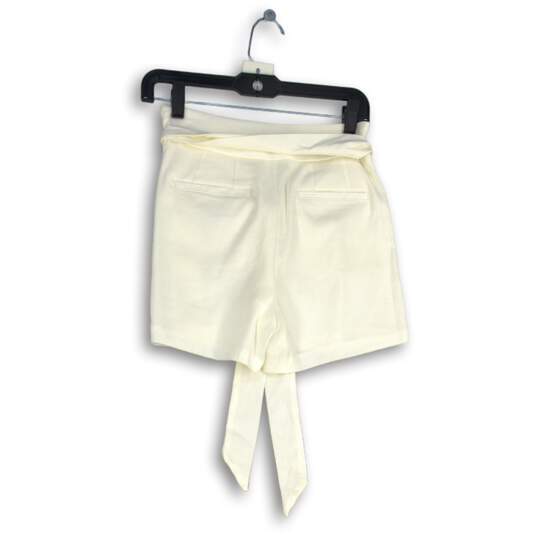 NWT Express Womens White Flat Front Belted High Rise Midi Paperbag Shorts Size 0 image number 2