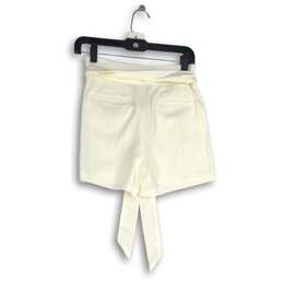 NWT Express Womens White Flat Front Belted High Rise Midi Paperbag Shorts Size 0 alternative image
