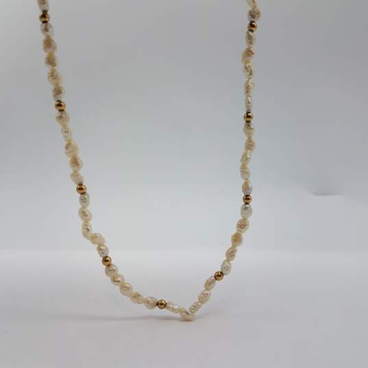 14k Gold Fw Pearl Necklace 7.3g image number 1