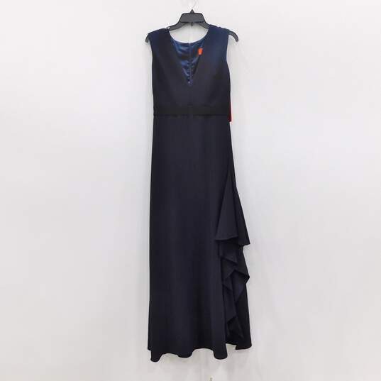 Monique Lhuillier Navy Blue V-Neck Ruffle Dress Women's Size 10 image number 1