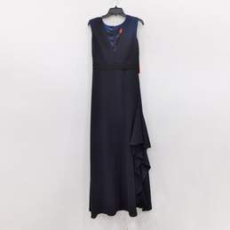 Monique Lhuillier Navy Blue V-Neck Ruffle Dress Women's Size 10
