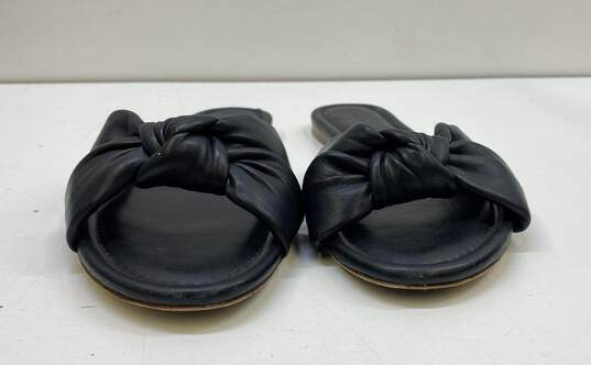 Veronica Beard Etra Knot Black Leather Flat Slide Sandals Women's Size 10 M image number 2