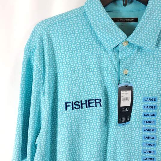 Greg Norman Men Baby Blue S/S Polo NWT sz L image number 6