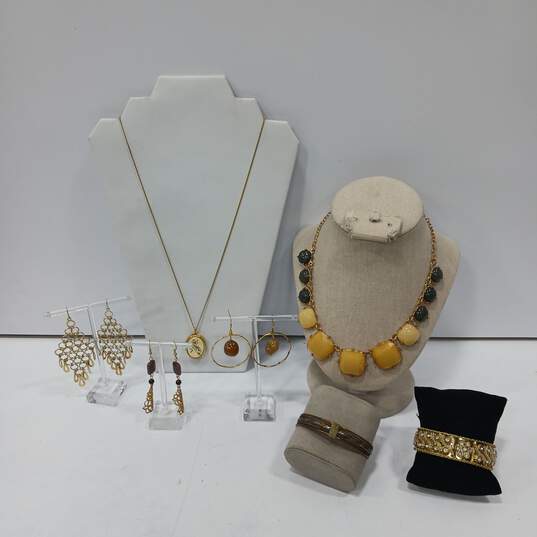 Bundle of Faux Gold Tone Costume Jewelry image number 1