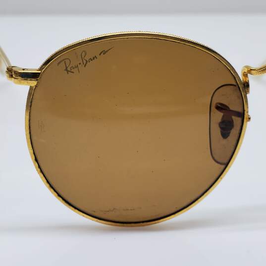 VTG RAY-BAN BAUSCH & LOMB GOLD FRAME ROUND SUNGLASSES image number 3