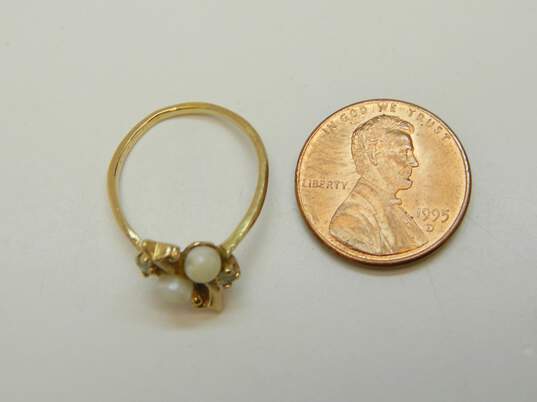 Vintage 10K Yellow Gold Pearl & Quartz Ring for Repair 1.8g image number 5
