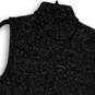 Womens Black Sleeveless Mock Neck Pockets Full-Zip Vests Size Small image number 4