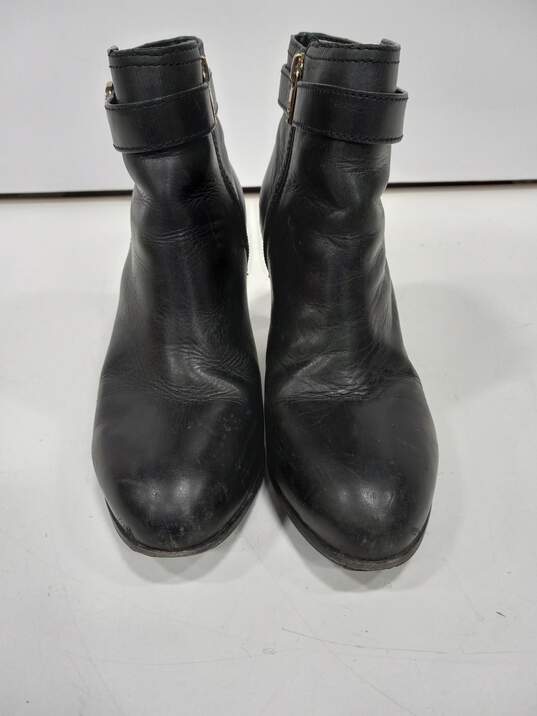 Buy the Tory Burch Women's Black Leather Heeled Ankle Boots Size 8M ...