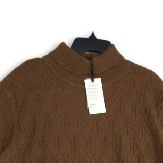 NWT Womens Brown Knitted Long Sleeve Turtleneck Pullover Sweater Size 2XL image number 3