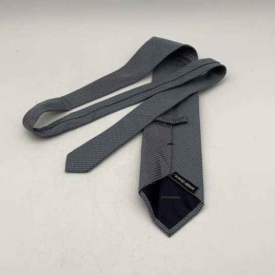 Mens Blue Geometric Silk Four-In-Hand Adjustable Formal Pointed Neck Tie image number 2