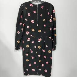 Marella Women's Long Sleeve Black Watercolor Flower Print Sheath Dress Size 12 alternative image