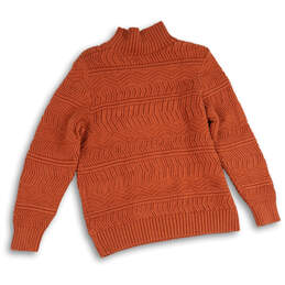Womens Orange Knitted Mock Neck Long Sleeve Pullover Sweater Size XL alternative image