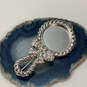 Designer Swarovski Silver-Tone Crystal Cut Stone Hand Mirror Brooch Pin image number 1