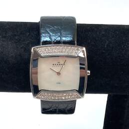 Designer Skagen Denmark 670SSLB4 Leather Strap Square Analog Quartz Wristwatch