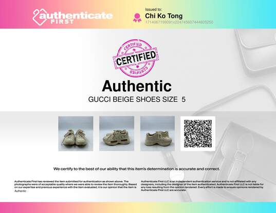 Gucci Beige Sneaker Casual Shoe Women 5 image number 10