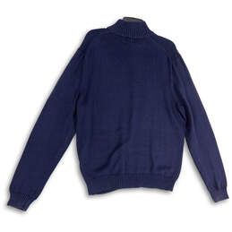 Mens Blue Regular Fit Knitted 1/4 Zip Mock Neck Long Sleeve Pullover Sweater alternative image