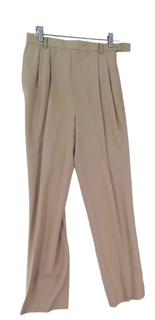 Womens Tan Pleated Front Straight Leg Pockets Formal Dress Pants image number 1