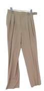 Womens Tan Pleated Front Straight Leg Pockets Formal Dress Pants image number 1