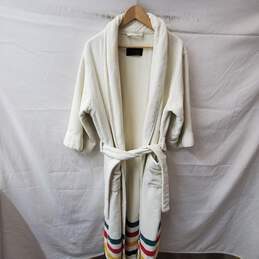Pendleton White Striped Cotton Bath Robe OS