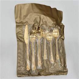 STANLEY ROBERTS Gold Plated Stainless Flatware 6 Pieces GOLDEN ROGET IOB alternative image