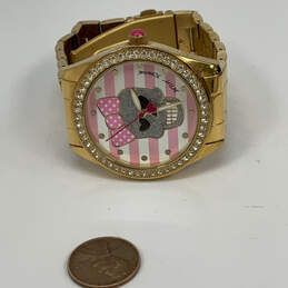 Designer Betsey Johnson Gold-Tone Rhinestone Round Dial Analog Wristwatch alternative image