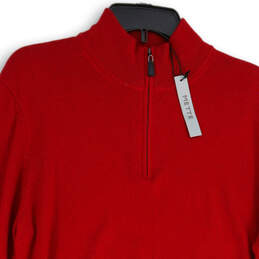 NWT Mens Red Mock Neck Long Sleeve Quarter Zip Pullover Sweater Size L alternative image