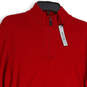 NWT Mens Red Mock Neck Long Sleeve Quarter Zip Pullover Sweater Size L image number 2